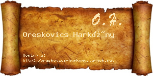 Oreskovics Harkány névjegykártya